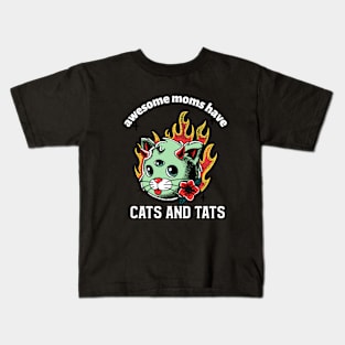 awesome mom have cats and tats Kids T-Shirt